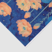 オレンジピーチフラワーズ&ティール（緑がかった色）デコペ離れ154 薄葉紙 (詳細)