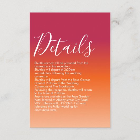 オレンジピーチマルーンサンセットスクモダンリプト エンクロージャーカード (正面)