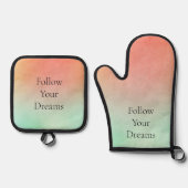 オレンジピーチミント 鍋つかみ&鍋敷きセット (正面)