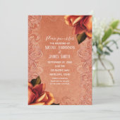 オレンジピーチヴィンテージアンティークバラエレガントウェディング 招待状 (スタンド正面)