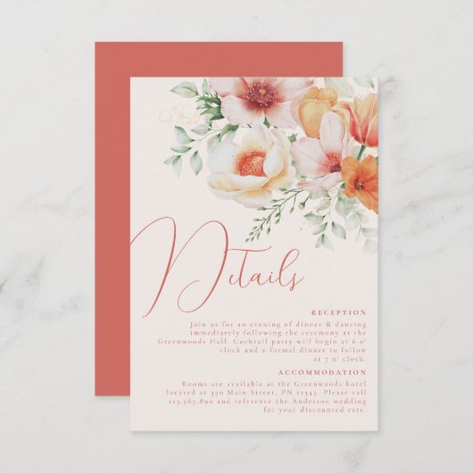 オレンジピーチ春サマー結婚フローラズ詳細 エンクロージャーカード (正面/裏面)