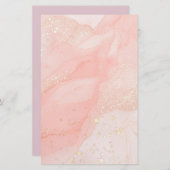 オレンジピーチ液大理石グリッター文具 便箋 (正面/裏面)