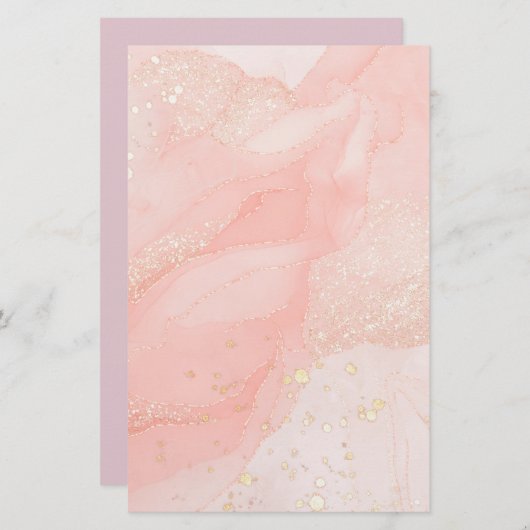 オレンジピーチ液大理石グリッター文具 便箋 (正面/裏面)