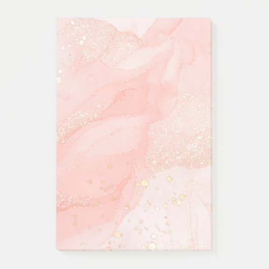 オレンジピーチ液状大理石Post-It®ノート、4" x 6" ポストイット (正面)