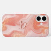 オレンジピーチ金ゴールドグリッターマーブルカスタマイズ Case-Mate iPhoneケース (裏面 (横))