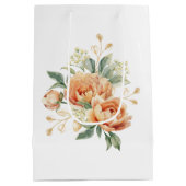 オレンジピーニー金ゴールドリーフグリーン誕生日 ミディアムペーパーバッグ (裏面)