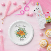 オレンジピーニー&バラフローラ結婚ズ ペーパープレート (パーティー)