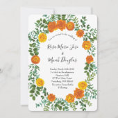 オレンジピーニー&バラフローラ結婚式招待状 招待状 (正面)