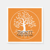 オレンジファミリー懇親会ファミリーツリーシルエット スタンダードカクテルナプキン (正面)