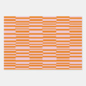 オレンジファンキーストライプとソフトピンクの ラッピングペーパーシート (正面)