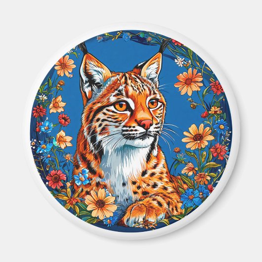 オレンジファー鮮やか付きオオヤマネコ マグネット (正面)