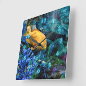 オレンジフィッシュブルー海2 スクエア壁時計 (傾斜)