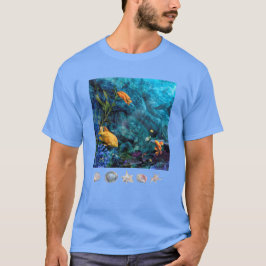 オレンジフィッシュブルー海Tシャツ Tシャツ