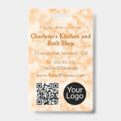 オレンジフェイク色の大理石IDバッジ バッジ (裏面)