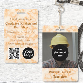 オレンジフェイク色の大理石IDバッジ バッジ