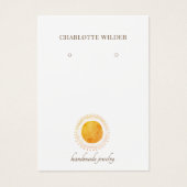 オレンジフェイク色の金箔サークルイヤリングディスプレイカード (正面)