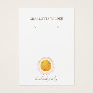 オレンジフェイク色の金箔サークルイヤリングディスプレイカード