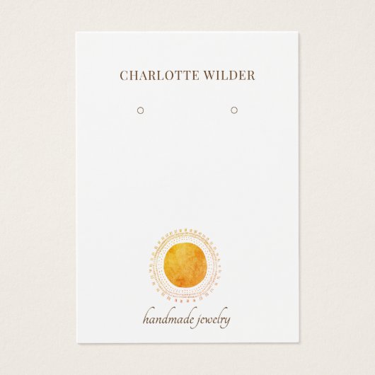 オレンジフェイク色の金箔サークルイヤリングディスプレイカード (正面)