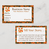 オレンジフェミニン色の花をつけた名刺 割引カード (正面/裏面)