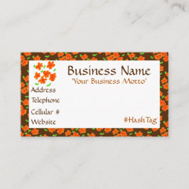 オレンジフェミニン色の花をつけた名刺 割引カード