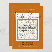 オレンジフエレガントィールド花フローラブライダルシャワー 招待状 (正面/裏面)