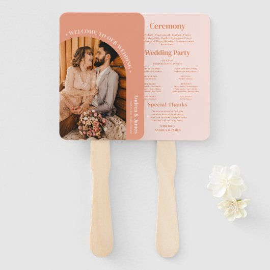 オレンジフォトボホディスコ結婚式 プログラム ハンドファン (正面&裏面)