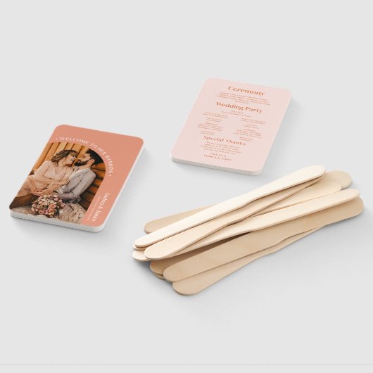 オレンジフォトボホディスコ結婚式 プログラム ハンドファン (組立なし)