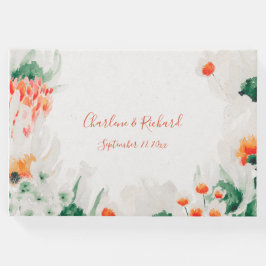 オレンジフォレ素朴ストグリーンホワイトフローラゲストブック ゲストブック