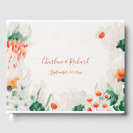 オレンジフォレ素朴ストグリーンホワイトフローラゲストブック ゲストブック
