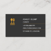 オレンジフォーク及びナイフのロゴのケータリングのレストランのカフェ 名刺 (裏面)