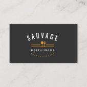 オレンジフォーク及びナイフのロゴのケータリングのレストランのカフェ 名刺 (正面)