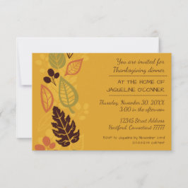 オレンジフォーマル葉-3x5感謝祭ディナー招待状 招待状