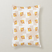 オレンジフクロウのイラストレーションパターン アクセントクッション (正面(垂直))