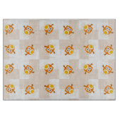 オレンジフクロウのイラストレーションパターン カッティングボード (正面)