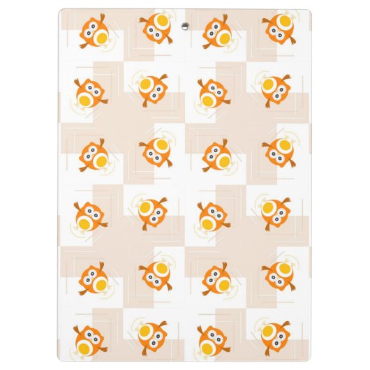 オレンジフクロウのイラストレーションパターン クリップボード (裏面)