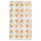 オレンジフクロウのイラストレーションパターン スモールペーパーバッグ (正面)