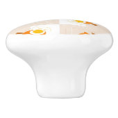 オレンジフクロウのイラストレーションパターン セラミックノブ (側面)