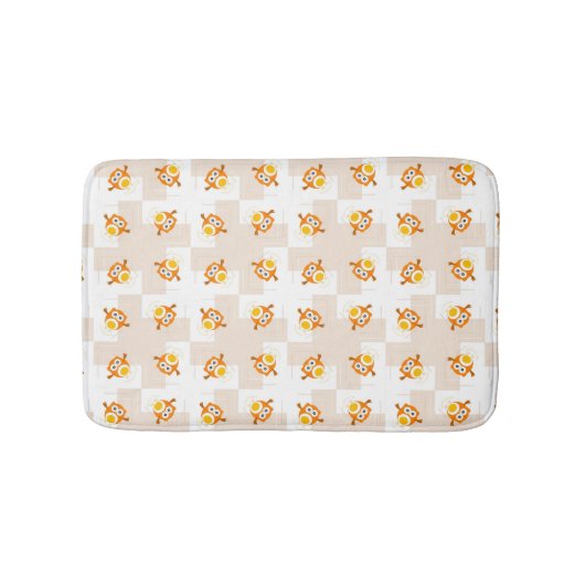 オレンジフクロウのイラストレーションパターン バスマット (正面)