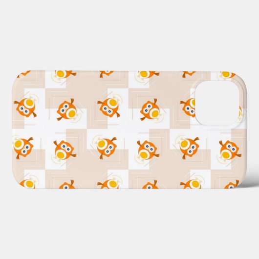 オレンジフクロウイラストレーション模様 Case-Mate iPhoneケース (裏面 (横))