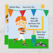 オレンジフットボールの誕生日の招待状のカスタムな男の子 招待状 (正面/裏面)