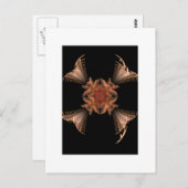 オレンジフラクタルアートフローラデザイン ポストカード (正面/裏面)