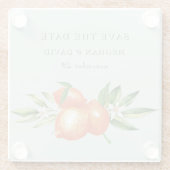オレンジフラスシトラスボタニッ結婚クス ガラスコースター (裏面)