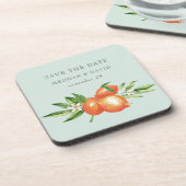 オレンジフラスシトラスボタニッ結婚クス コースター (左側)
