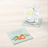 オレンジフラスシトラスボタニッ結婚クス スクエアペーパーコースター (インサイチュ)