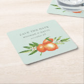 オレンジフラスシトラスボタニッ結婚クス スクエアペーパーコースター (アングル)