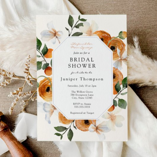 オレンジフラズアンドクレメンティネスブライダルシャワー 招待状