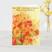 オレンジフラズハートフェルト悔やみや弔慰 カード (黄色い花)