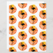 オレンジフラミンゴパターンスクラップブック紙 (正面/裏面)