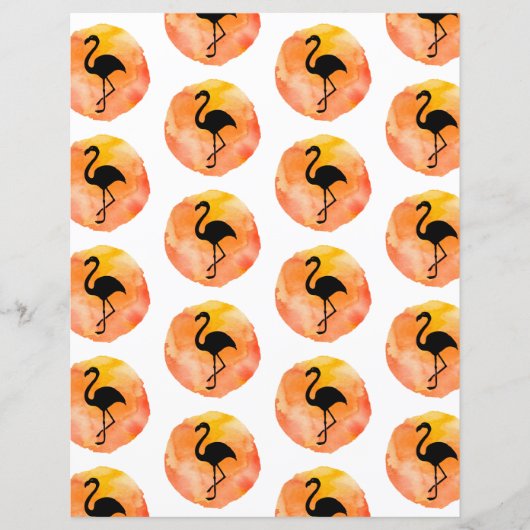 オレンジフラミンゴパターンスクラップブック紙 (正面)