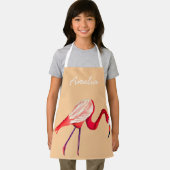 オレンジフラミンゴ水彩鳥画 エプロン (インサイチュ)